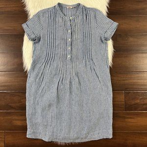 Faherty Size XS Railroad Stripe Linen Pintuck Gemina Dress | So cute!